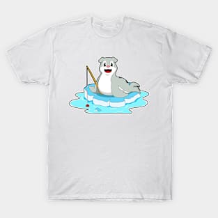 Seal at Fishing with Fishing rod T-Shirt